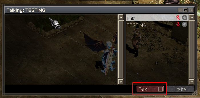 Talk button in the chat room window