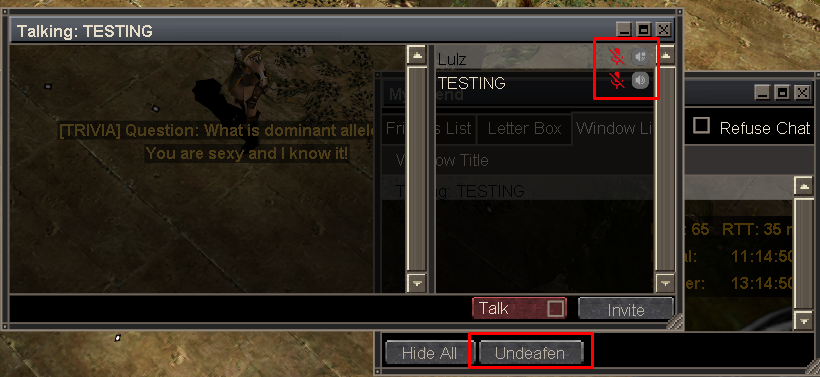 Undeafen button on Windows List tab